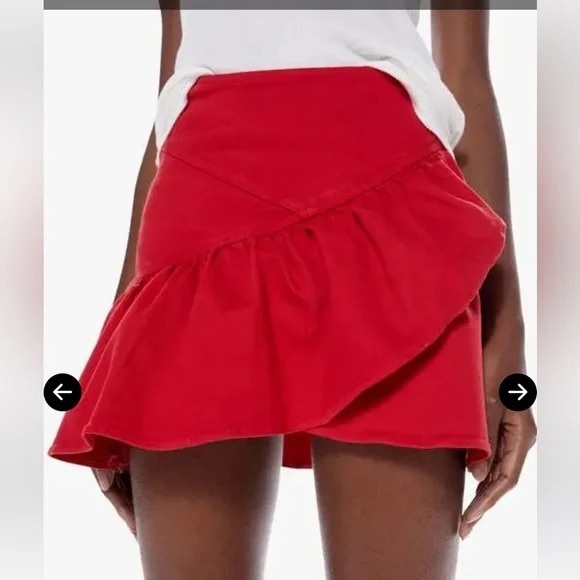 MOTHER Dresses & Skirts - MOTHER Red Asymmetrical Ruffled Mini Skirt size 28